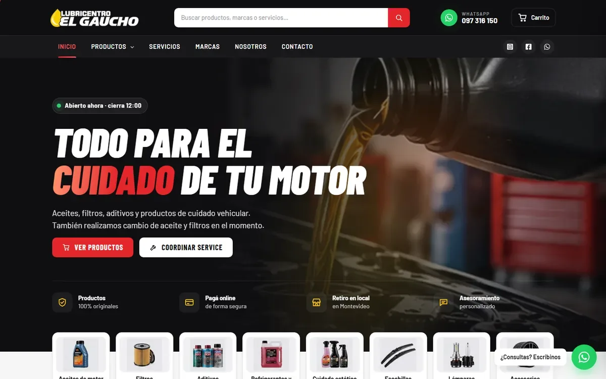 Sitio web de Lubricentro El Gaucho