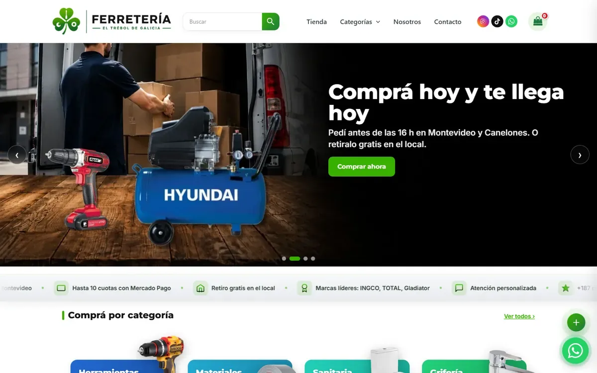 Tienda online de Ferretería El Trébol de Galicia, hecha por GestApp